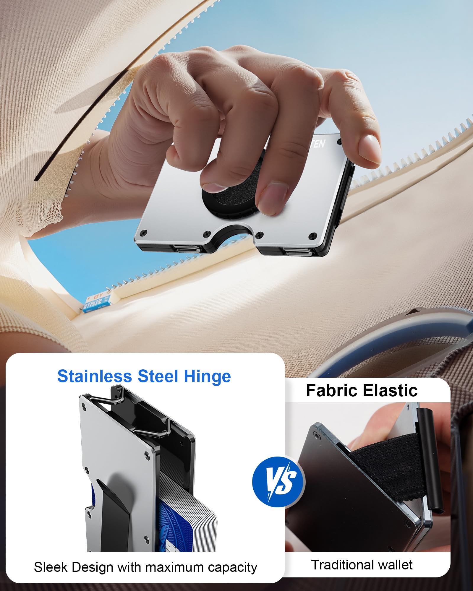 Upgraded Hinged Minimalist Wallet for Men