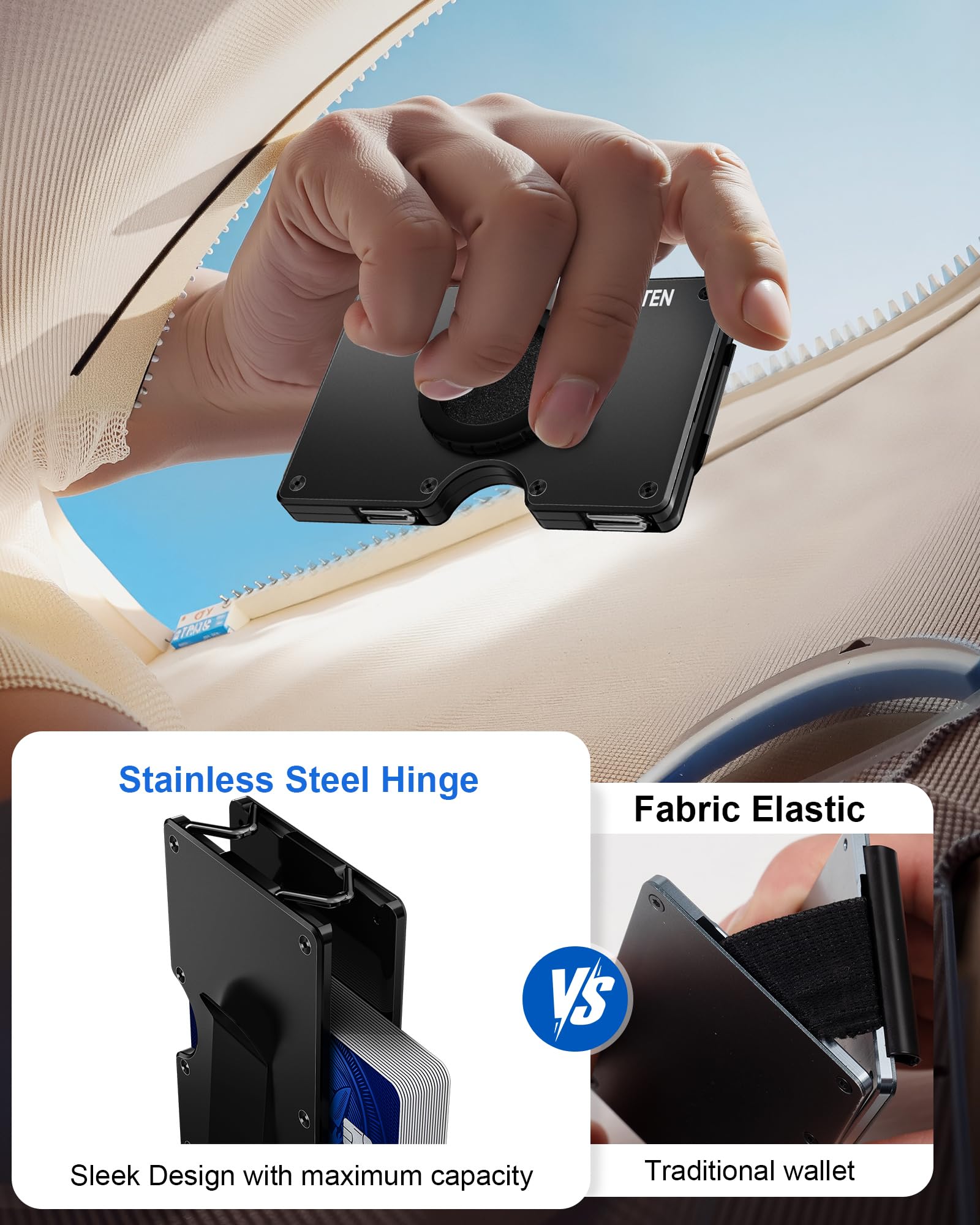 Upgraded Hinged Minimalist Wallet for Men