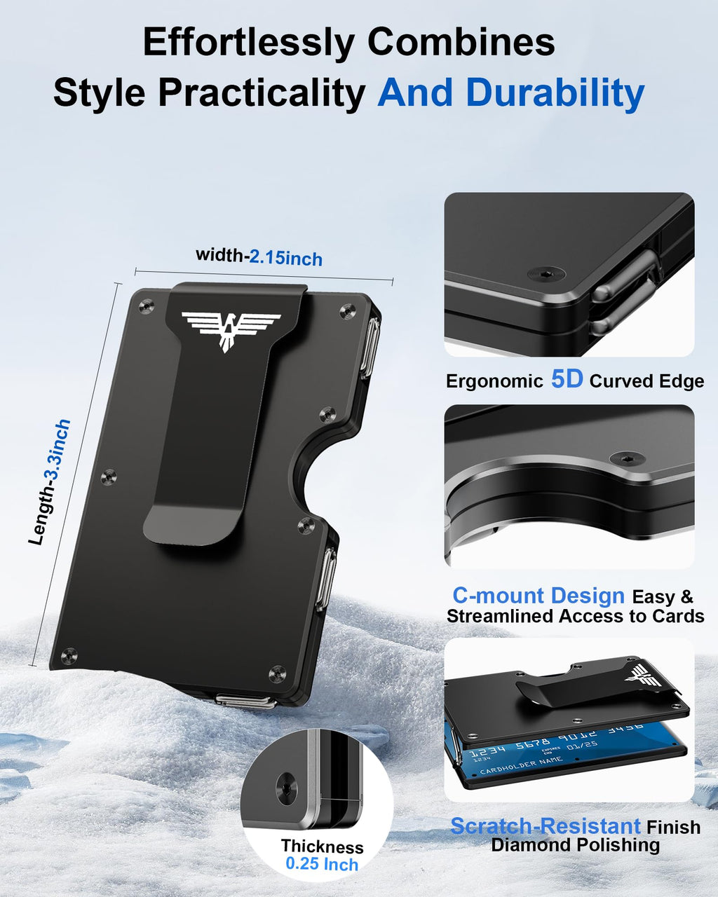 Upgraded Hinged Minimalist Wallet for Men