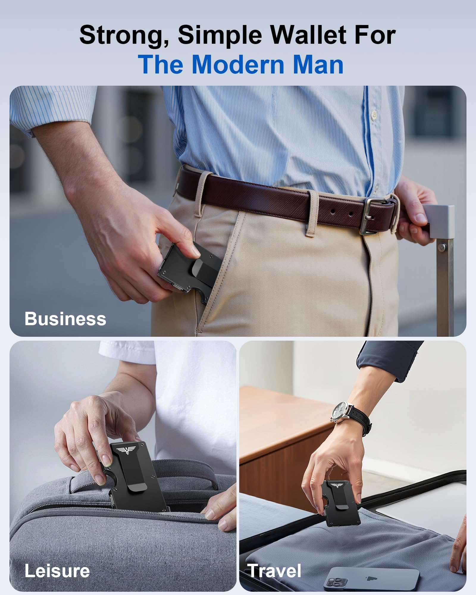 Upgraded Hinged Minimalist Wallet for Men