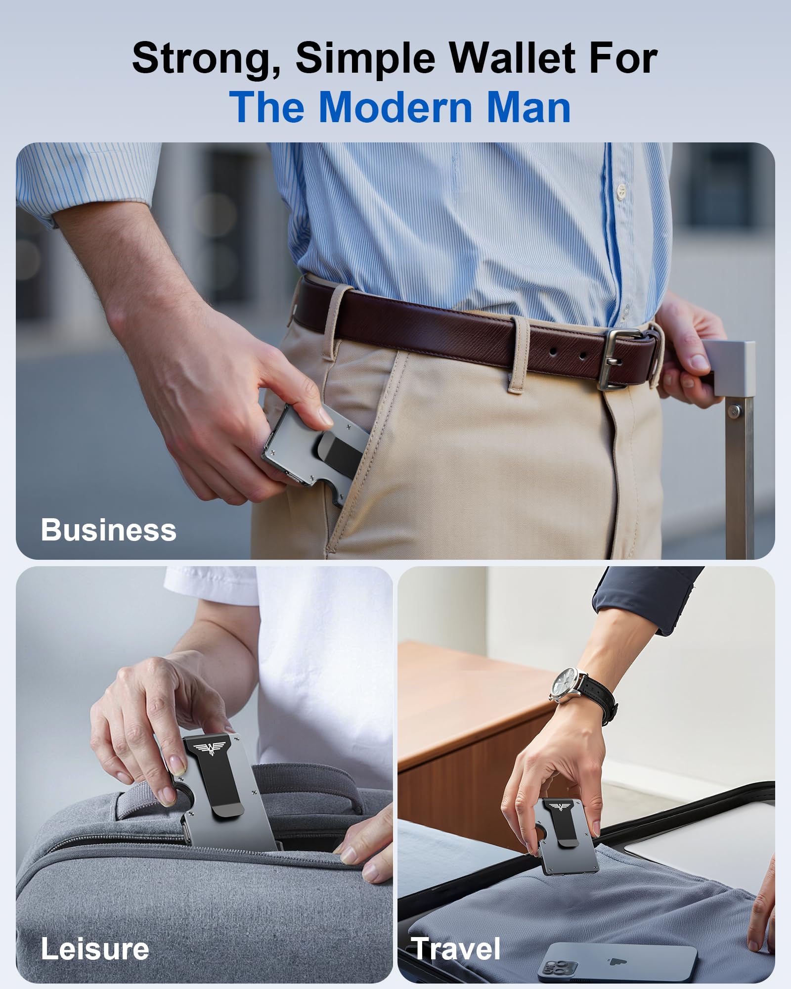 Upgraded Hinged Minimalist Wallet for Men