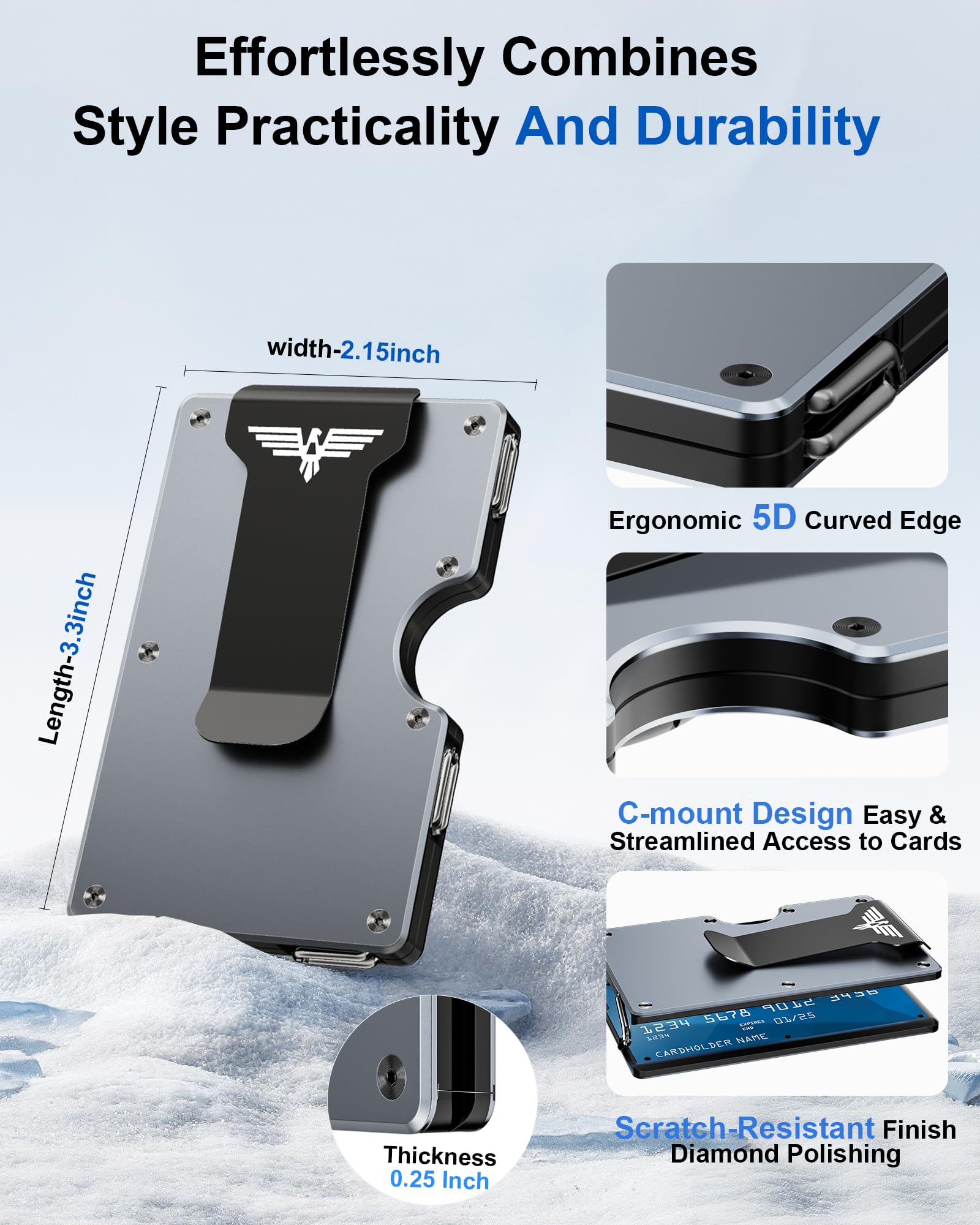 Upgraded Hinged Minimalist Wallet for Men