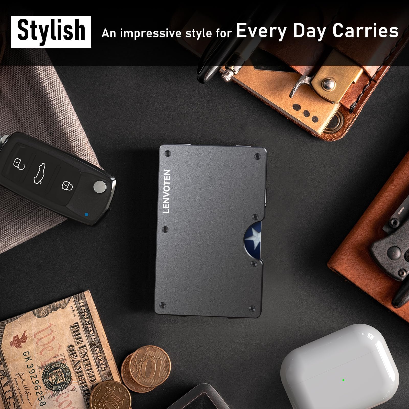 Upgraded Hinged Minimalist Wallet for Men