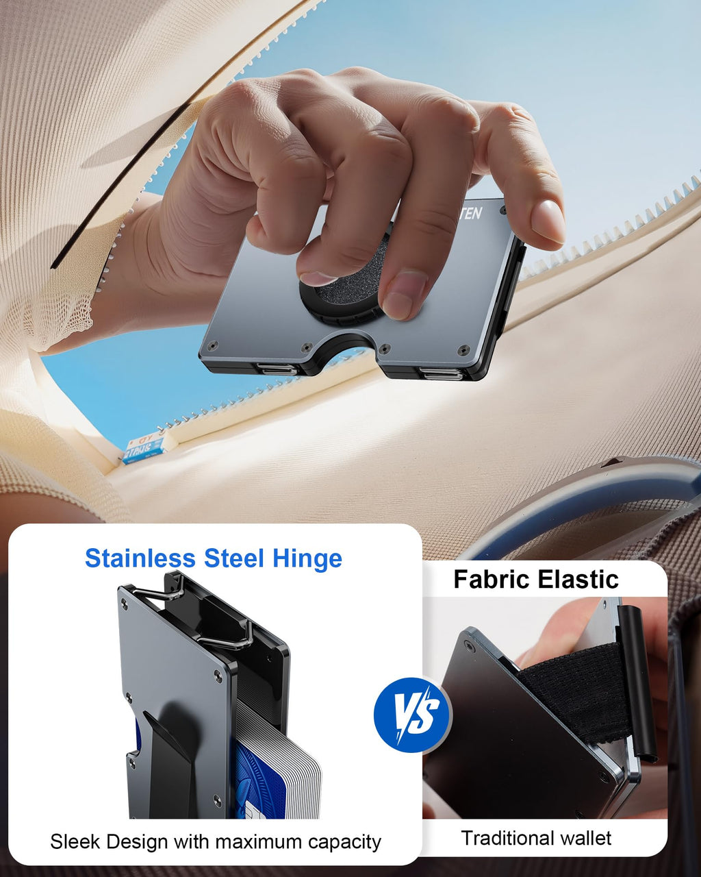 Upgraded Hinged Minimalist Wallet for Men