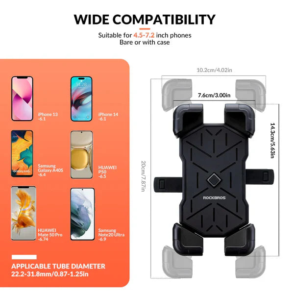 ROCKBROS Bike Phone Holder Mount Clamp 360 Rotatable Motorcycle Mount